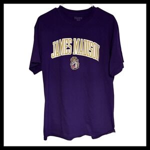 James Madison Dukes Purple T Shirt Hanes Mens L Large College Football